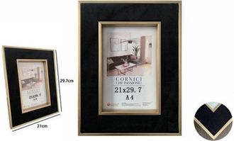 Trade Shop Trade Shop - Portafoto Cornice Per Foto Poster Quadri Tele 21x29.7cm Nera Con Bordi Oro 70304