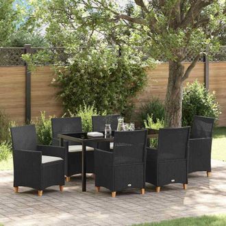 vidaXL Vidaxl - Conjunto De Comedor De Jard&iacute;n 7 Pcs Negro Rat&aacute;n Sint&eacute;tico