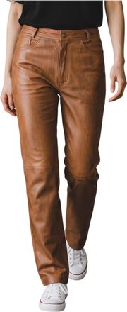 Infinity Leather Womens Tan Lamb Leather 501 Biker Jeans - Sogndal
