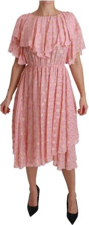 Dolce & Gabbana Roze Polka Dot A-lijn Midi Jurk - Dames - Feestkleedjes - Roze - S - Kleedjes