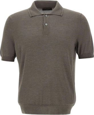 Gran Sasso Tops, Heren, Grijs, S, Katoen, Polo Shirt
