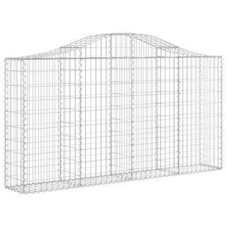 Berkfield Home Decorative Arched Gabion Baskets 2 pcs 200x30x100/120 cm Galvanis in Silver