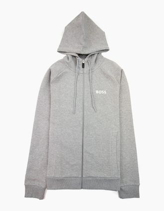 HUGO BOSS Mens Hugo Boss Saggy 1 Embroidered Logo Zip Up Hoodie Grey 059 - Size: 42