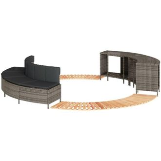 vidaXL Bordo per Spa Grigio in Polyrattan e Legno Massello di Acacia vidaXL