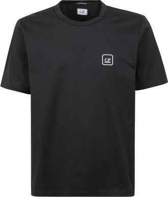 C.P. Company T-Shirts, male, Black, Size: S Cotton T-shirt with Futuristic Print