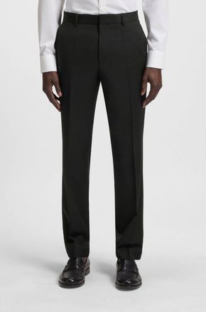 HUGO BOSS Regular-Fit Virgin-Wool Serge Trousers In Black
