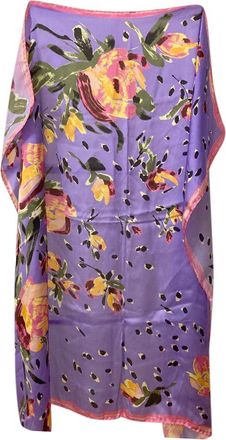 Missoni Purple Floral Print Silk Scarf 90