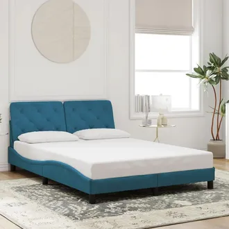vidaXL Estructura De Cama Con Cabecero Terciopelo Azul 120x200 Cm Vidaxl