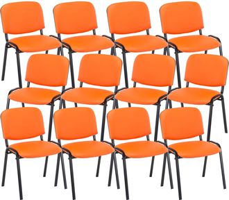 Clp Pack De 12 Sillas Confidente Ken En Simil Cuero Naranja