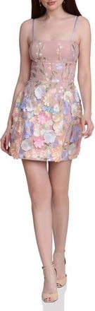 Avec Les Filles Floral Appliqu&eacute; Minidress in Pastel Multi at Nordstrom, Size 12