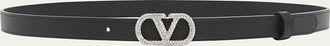 Valentino Garavani Crystal VLogo Leather Belt, 20mm