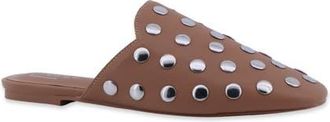 Shushop Aretha Studded Faux Leather Flat Mule in Camel at Nordstrom, Size 5.5