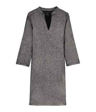 Majestic Filatures Robe Col Tunisien Lin Noir M&eacute;tallis&eacute;