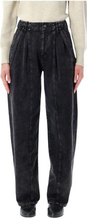 Isabel Marant Wide Trousers, female, Black, 2XS, Ireme Studded Straight Trousers