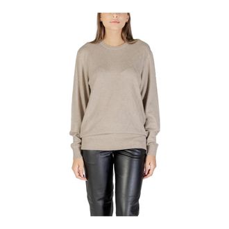 Guess Long Sleeve Round Neck Truien - Dames - Ronde hals truien - Beige - L - Wol - Truien & Vesten