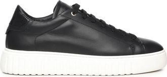 Giuliano Galiano Zwarte Leren Sneakers met Logodetail - Heren - Sneakers - Zwart - 40 EU - Schoenen