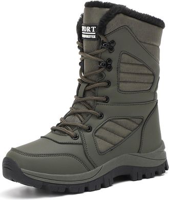 Generic Womens Winter Waterproof Snow Boots Mid-Calf Winter Shoes Warm Faux Fur Lining Boots Outdoor Travel Ankle Boots(Gr&uuml;n,6.5 UK)