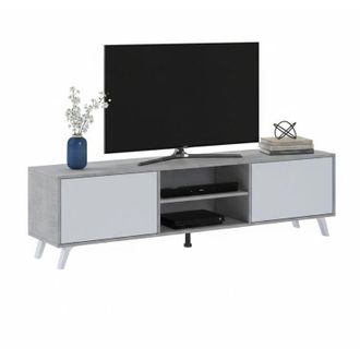 Dmora Mobile Porta tv Misinto, Cassetti, un Ripiano, 2 Ante, 180x40x49h cm Grigio Cemento