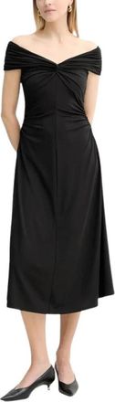 Michael Kors Stretch Viscose Off-The-Shoulder Midi Jurk - Dames - Casual kleedjes - Zwart - XS - Kleedjes