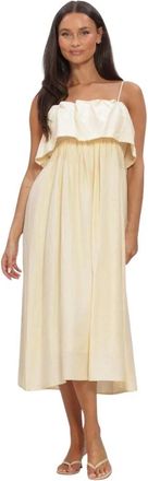 Second Female Aie Dress - Dames - Casual kleedjes - Beige - XL - Katoen - Kleedjes