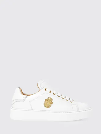 Billionaire Boys Club Grained Leather Low-Top Trainers with Applied Logo and Rubber Sole