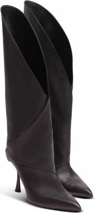 Balmain Twist Heeled Leather Boots in Black at Nordstrom, Size 40 Eu