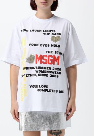 Msgm T-shirt oversize in cotone con stampa logo e slogan