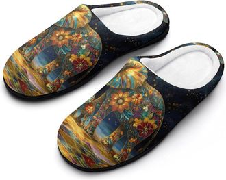 Generic Wild Elephant Mom Flower Mens Slippers Comfortable And Non-slip Cotton Slipper Shoe for House