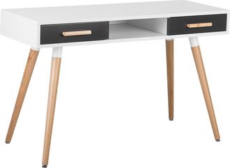 Beliani Beliani - Escritorio Tocador Blanco Gris Oscuro Madera Clara 120 X 45 Cm 2 Cajones Frisco