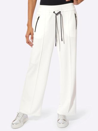 Cr&eacute;ation L Jerseyhose CREATION L, Damen, Gr. 36, Normalgr&ouml;ssen, ecru, schwarz, 50% Modal, 44% Polyester, 6% Elasthan, unifarben, Hosen Jerseyhose