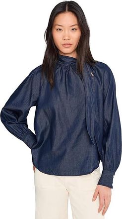 CeCe by Cynthia Steffe Raglan Seam Neck Bow Shirtail Top Womens Clothing Classic Navy : XS, Cotton/Lyocell