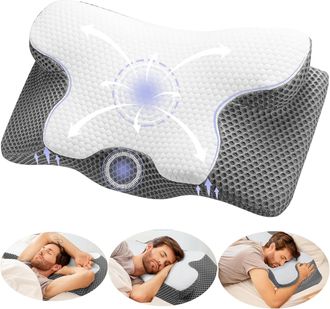OEM Almohada Cervical De Espuma Viscoel&aacute;stica - 60x34x13/10cm - Ortop&eacute;dica - Para Dormir De Lado, Boca Arriba O Boca Abajo