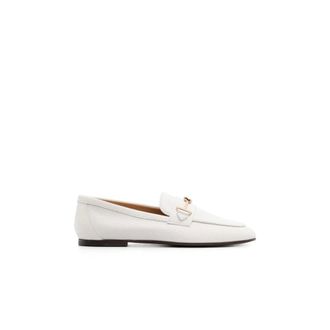 Tod's Tods, Loafers, female, White, Size: 6 1/2 US Calfskin Slip-On Loafers