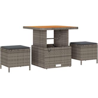 vidaXL Conjunto De Comedor De Jard&iacute;n 3 Pcs Gris Polirat&aacute;n Vidaxl