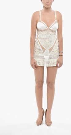 Dsquared2 Lace Slip Dress with Satin Inserts Dsquared2