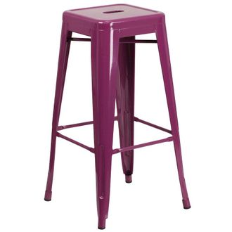Flash Furniture Commercial Grade 30 High Backless Purple Indoor-Outdoor Barstool