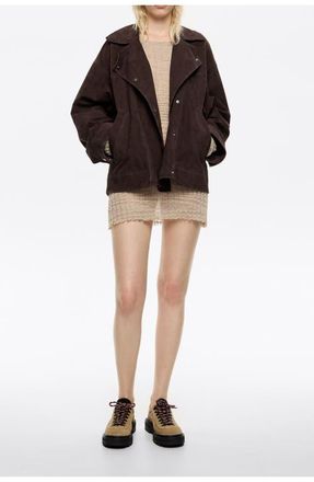 Bimba & Lola Suede Double-Breasted Jacket in Dark Brown at Nordstrom, Size X-Small