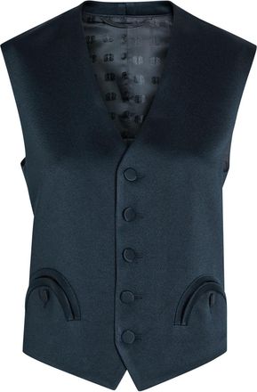 Blaz&eacute; Milano Feral Satin-crepe Waistcoat - Dark Blue - 4 (UK14 / L)