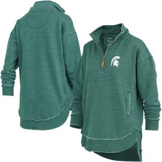Pressbox Womens Pressbox Green Michigan State Spartans Northfork Sojourn Poncho Quarter-Zip Sweatshirt at Nordstrom, Size Small