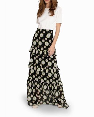 Nicole Miller Hazy Daisy Tiered Maxi Skirt