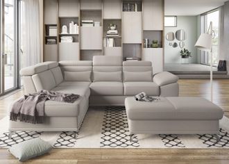 Sit&more Ecksofa &raquo;Cabrio L-Form, B: 274 cm, mit Sitztiefen-, Arm- & Kopfteilverstellung&laquo; 3 Nierenkissen, Federkern, optional Bettfunktion und Stauraum