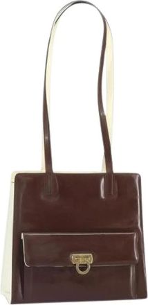 Ferragamo Pre-owned Tote Bags, female, Brown, Size: ONE SIZE Pre-owned Patent Leather Tote Bag