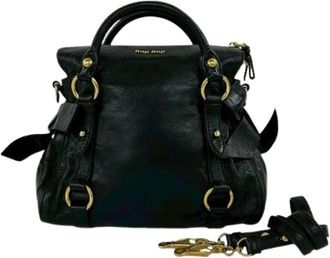 Miu Miu Pre-owned Handbags, female, Black, Size: ONE SIZE Pre-owned Leather 2way Handbag