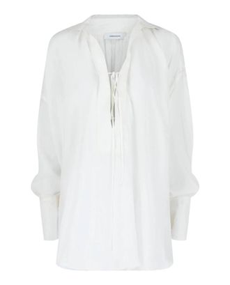 Ferragamo Womens Silk-Blend Tunic Top In White