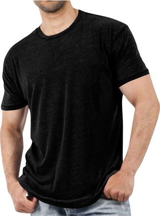 Generic Mens T-Shirts Clearance Fashion Casual Basic Round Neck Short Sleeve Pullover Blouse Workout Fitness Muscle Tops Athletic Gym Running Going Out Commut