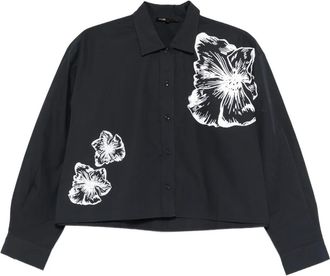 Maje floral-print button shirt - women - Cotton - 2 - Blue