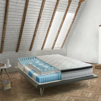 Dmora Talamo Italia Colch&oacute;n Individual Laila, Revestimiento Desenfundable De Memory Foam+gel Y Muelles Ensacados, 100% Made In Italy, Anti&aacute;caros E Hipoalerg
