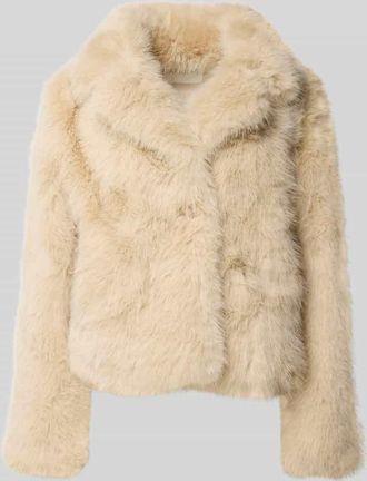 Apricot Jacke aus Kunstfell mit Umlegekragen in Sand, Größe XXL