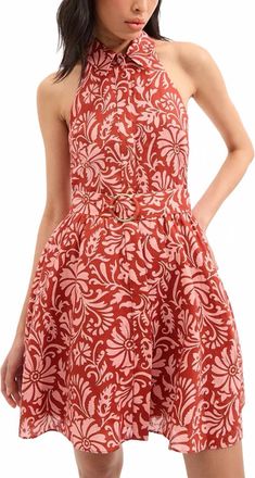 Veronica Beard Beau Linen Mini Dress In Persimmon Multi