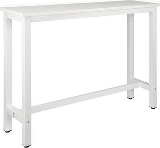 Woltu Tavolo Bar 140 cm da Pranzo Cucina in Metallo e Legno Tavolino Caff&egrave; Alto Bianco - Woltu